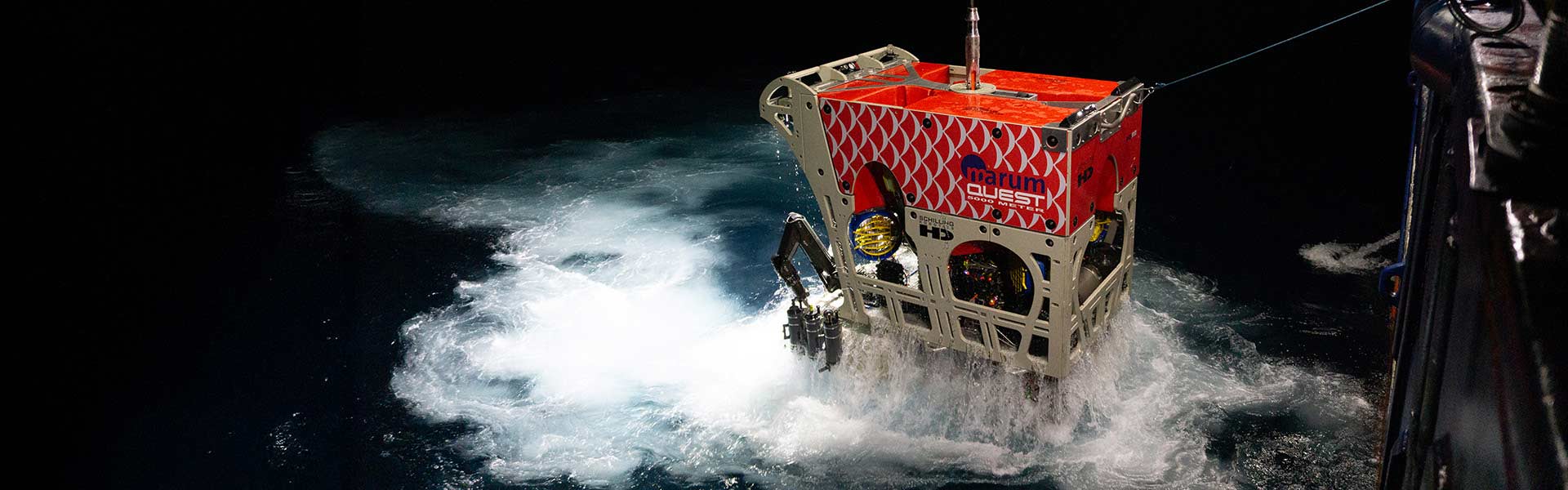 The new remotely operated vehicle (ROV) MARUM-QUEST 5000 after its first dive in the North Atlantic.