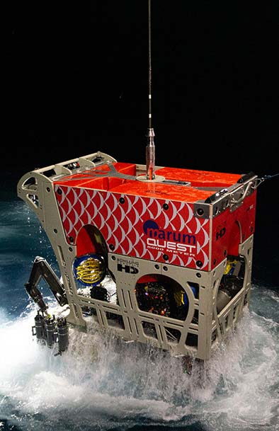 The new remotely operated vehicle (ROV) MARUM-QUEST 5000 after its first dive in the North Atlantic.