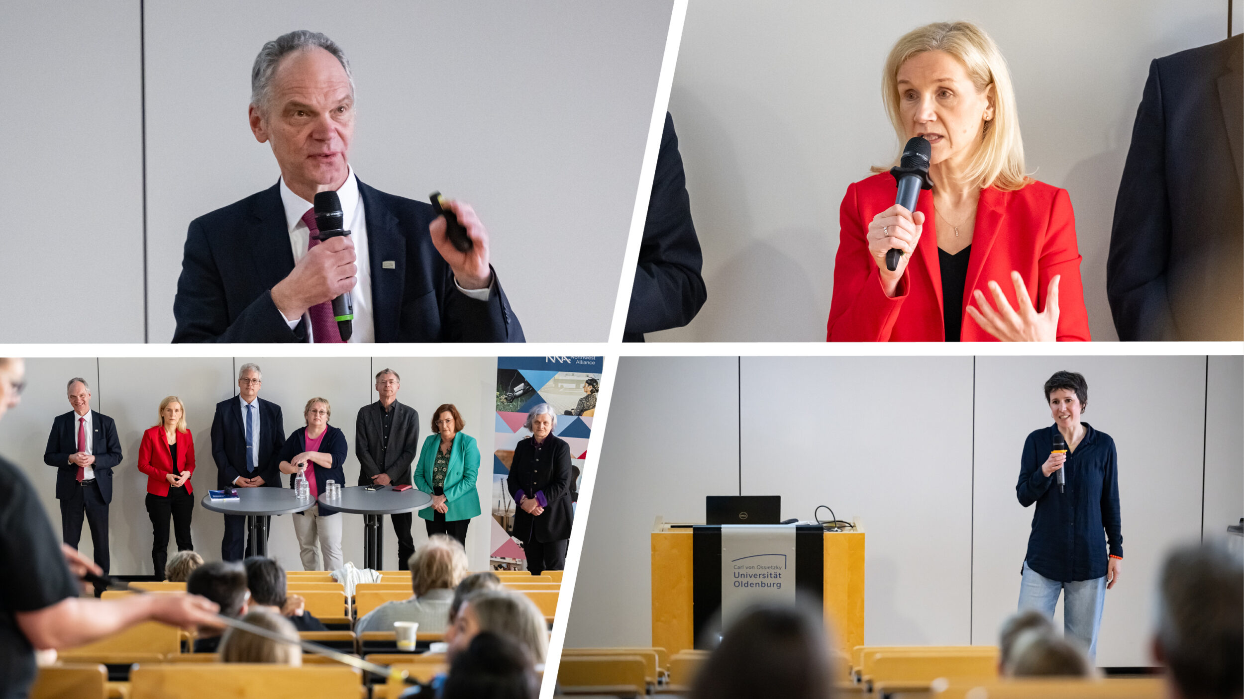 Vier Aufnahmen von der Infoveranstaltung in Oldenburg.