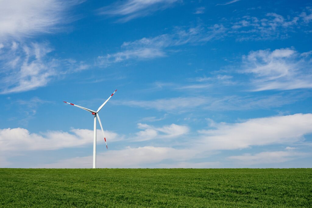 Wind turbine in the meadow.